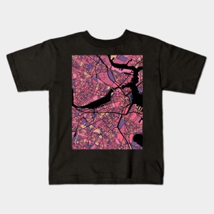 Boston Map Pattern in Purple & Pink Kids T-Shirt